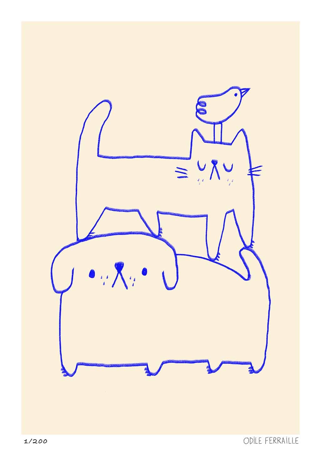 Odile Ferraille - COOL CLUB - Tirage d'art Chien