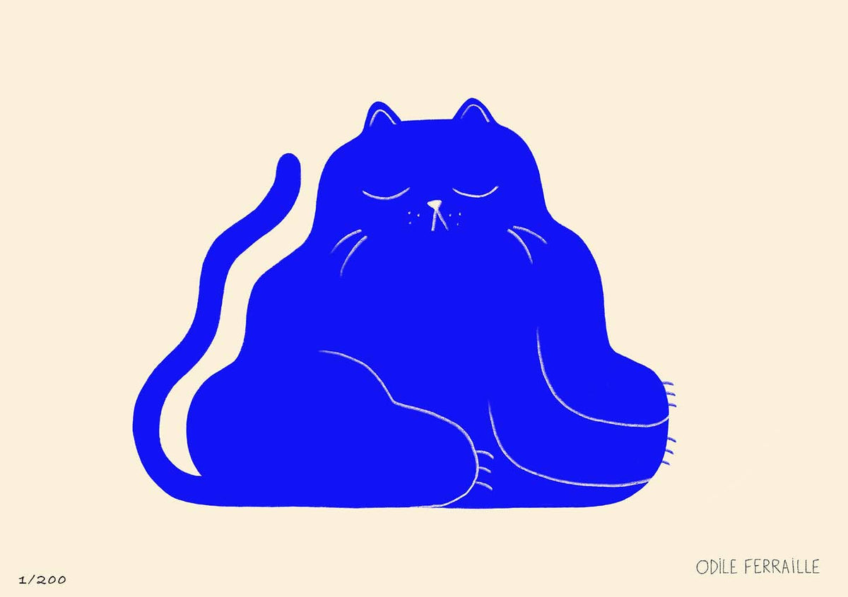 Odile Ferraille - BLUE CAT - Tirage d'art de chat